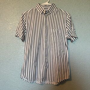 Express Men’s Button Down Shirt Black and White Striped NWT Small